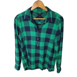 J. Crew Green and Navy Plaid Button-Down Shirt